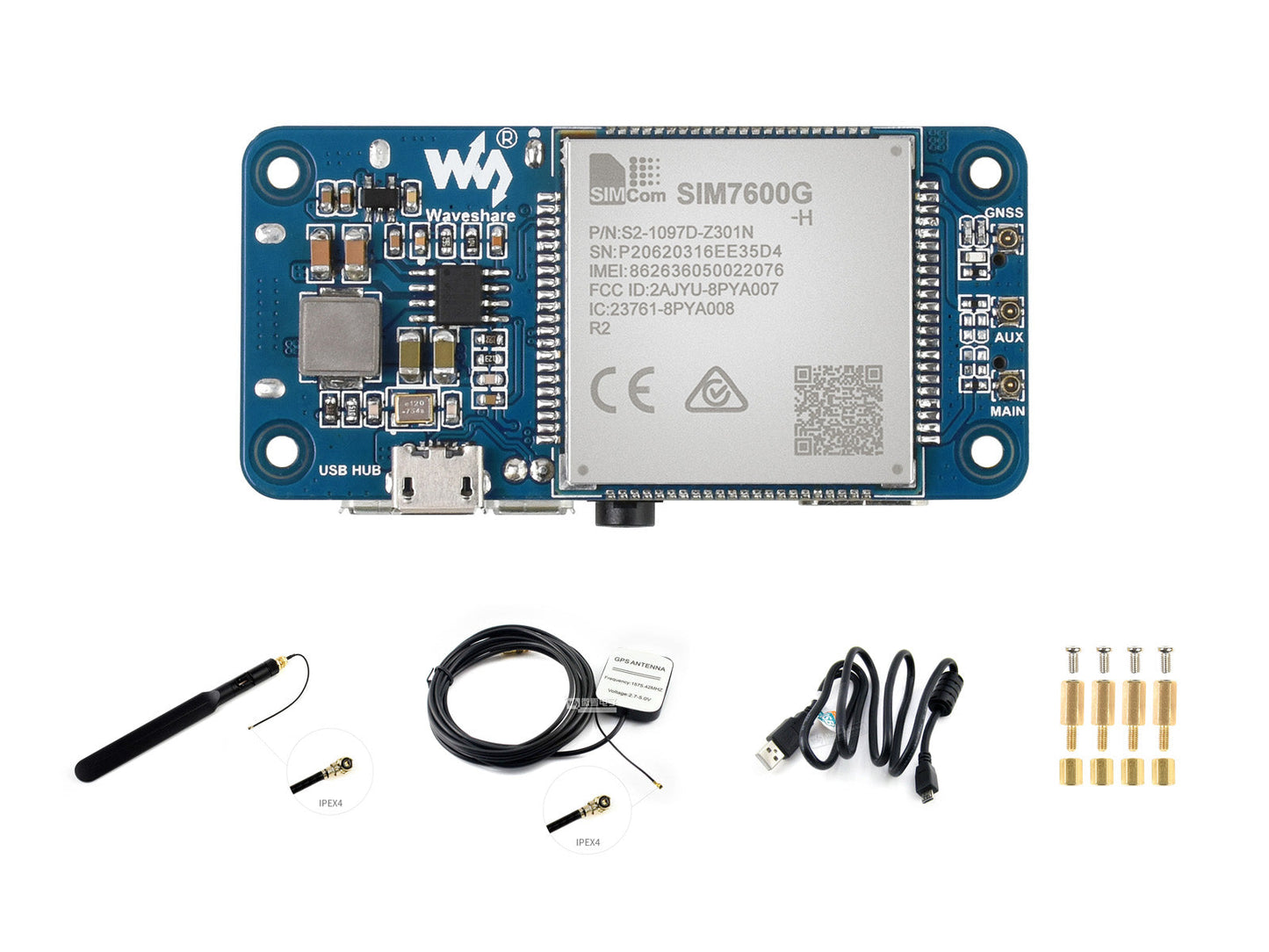 SIM7600G-H 4G Hoed (B) Voor Raspberry Pi lte Cat-4 4G / 3G / 2G Ondersteuning Custom PCB pcba scheme development customize