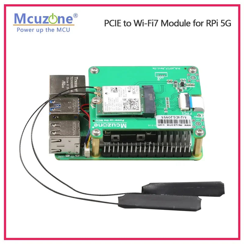 (model:MPW7) Raspberry Pi 5 PCIE to M.2 WiFi7 Module,BE200,AX210,AX200,support google TPU,WiF6E Custom Custom