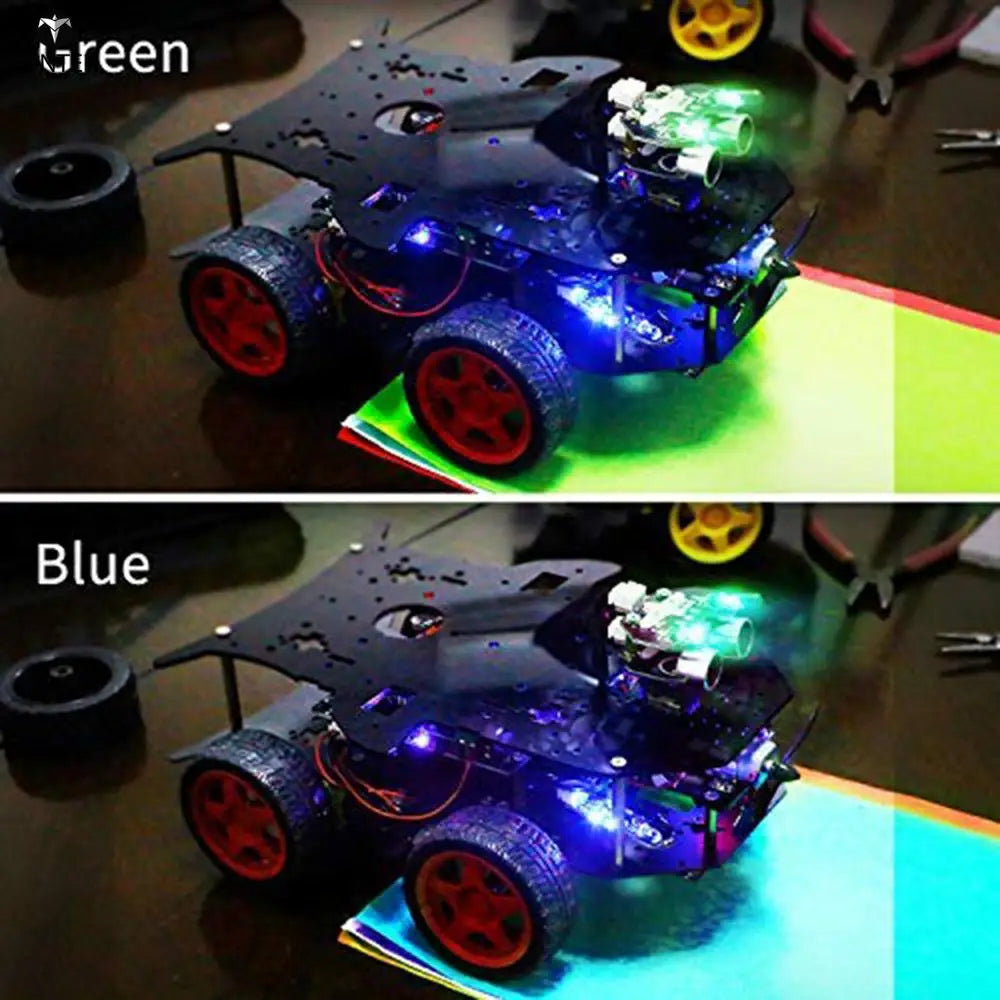 Custom Lonten Robot Car 4WD Programming Stem Education off-road light Tracking Robot Toys with Tutorial for arduinos with for R3 Mainbo Manufacturer