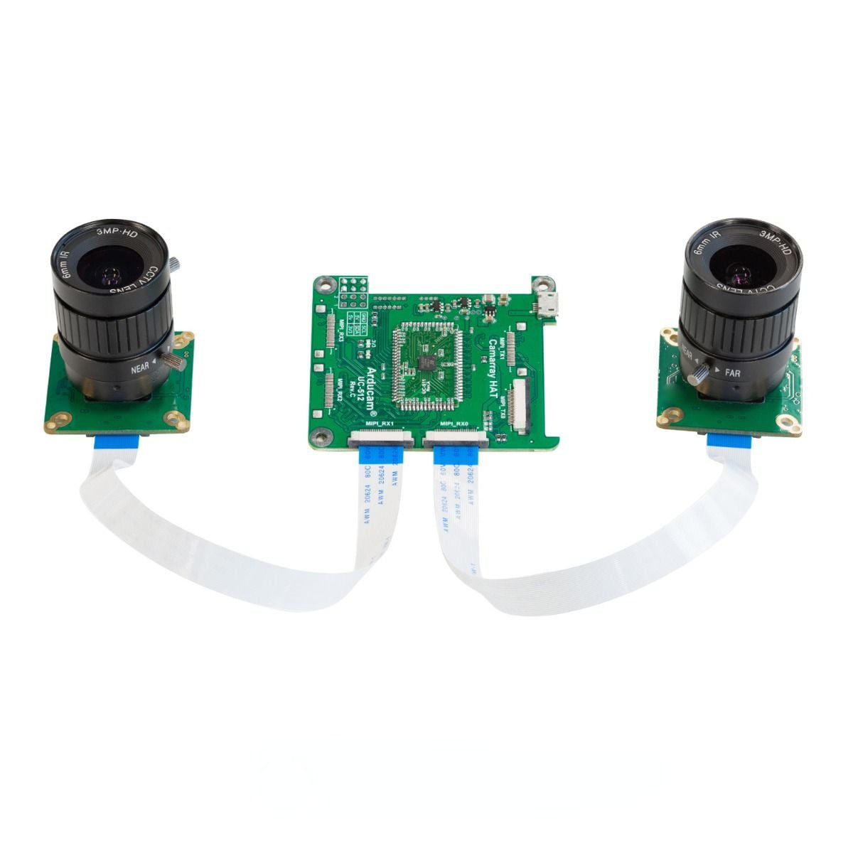 Custom PCB pcba pixel Arducam 12MP*2 Synchronized Stereo Camera Bundle Kit for Raspberry Pi Two 12.3MP IMX477 Camera Modules