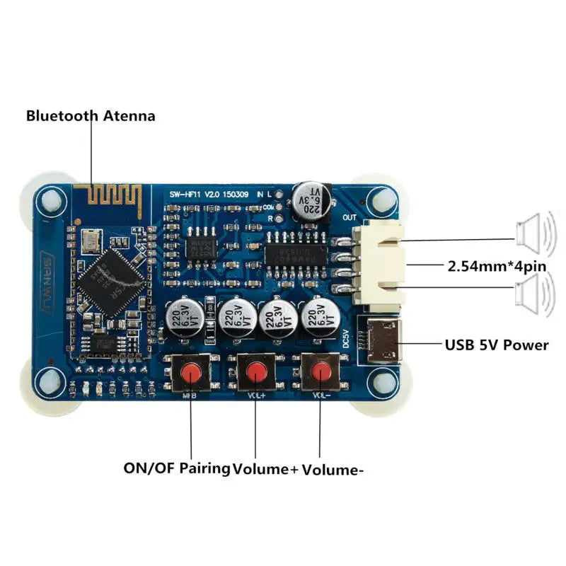 Custom CSR8635 5V DC Wireless Audio Stereo Receiver Digital Amplifier Board With USB Port modules Manufacturer
