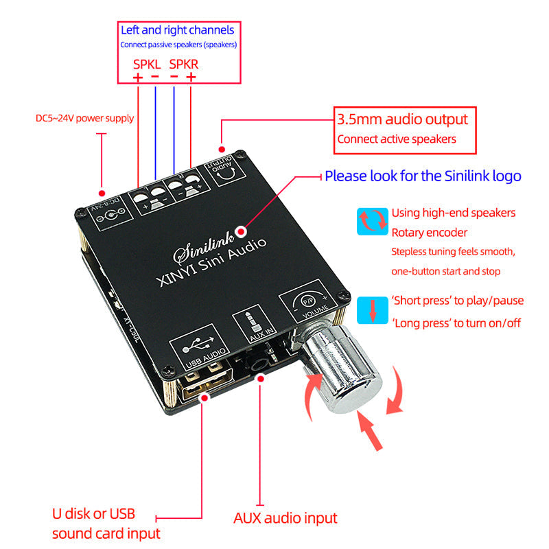 2*50W Class D Audio Power Amplifier 10W~200W HiFi Stereo Wireless Music Player Mini USB Sound Card App Digital AMP pcb assembly Customize