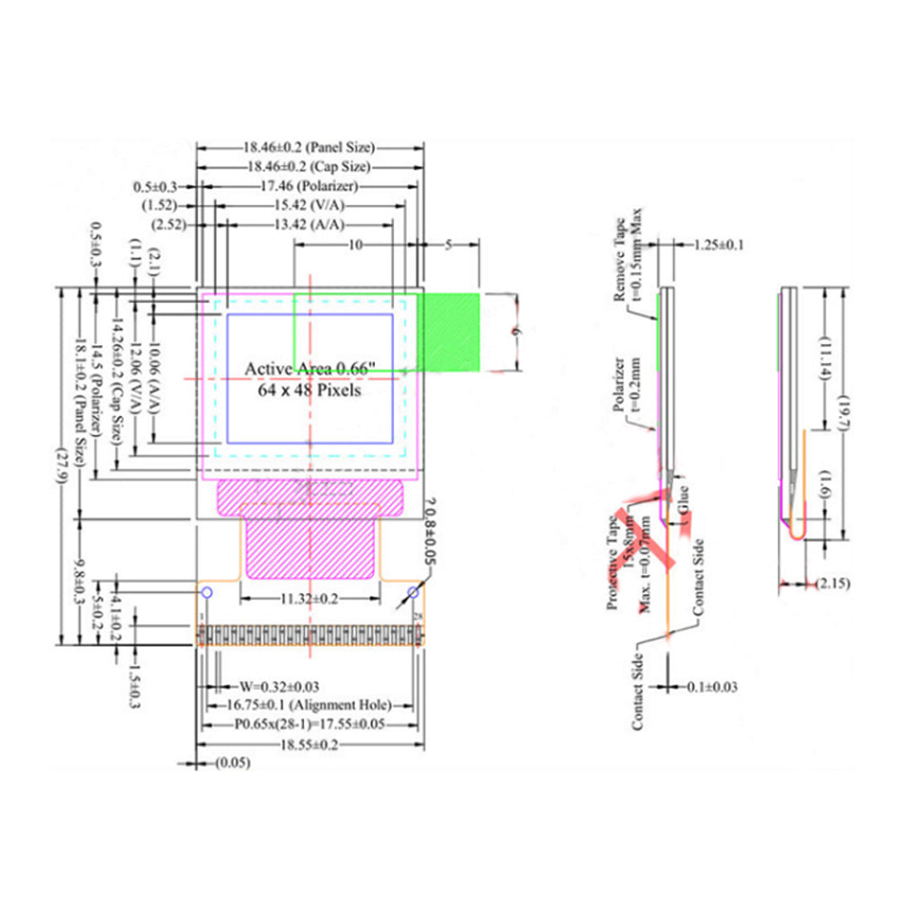 LONTEN 0.66 inch OLED screen 64*48 white LED 28pin SSD1306 driver screens Custom