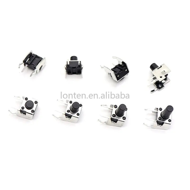 Custom 80PCS/Lot PCB Momentary Tactile Tact Push Button Switch Right Angle With stent 6*6*4.3/5/6/7/8/9/10/12mm Whit Box Manufacturer