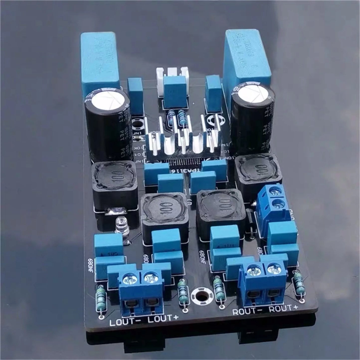 Custom 2*50W TPA3116D2 Digital Stereo Audio Amplifier Board 2*1000UF/25V Inductors 12127 Dual Channels Tpa3116 Amp amplifier board Manufacturer
