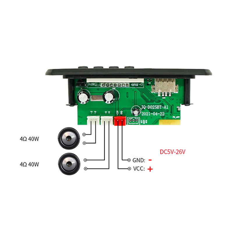 2*40W Digital Audio Decoder Board FM MP3 Player Class D Stereo DIY Speaker USB Recording Power Amplifier pcb assembly Customize