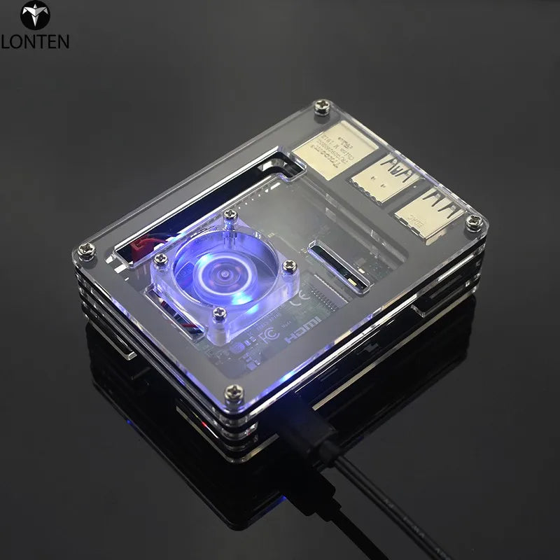 Custom Lonten Raspberry Pi LED Cooling Fan 5V Back Light Shining LED Fan with 2 Blue Light LED for Raspberry Pi 4B/3B+/3B Manufacturer