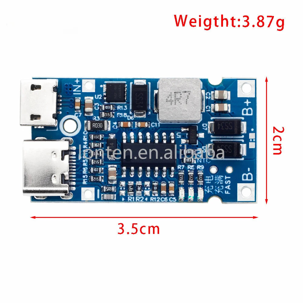 Custom Type-C USB 2S 3S 4S 5S BMS 4.5V-15V 18W 2A Lithium Battery Charging Module Support QC Fast Charge With Temperature Protection Manufacturer