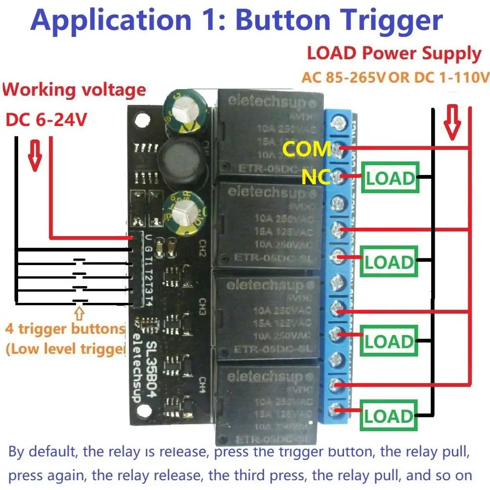 Custom OEM 5V 12V 1-4CH Flip-Flop Latch Relay Module Bistable Self-locking Trigger Switch Board for Motor LED PLC Manufacturer