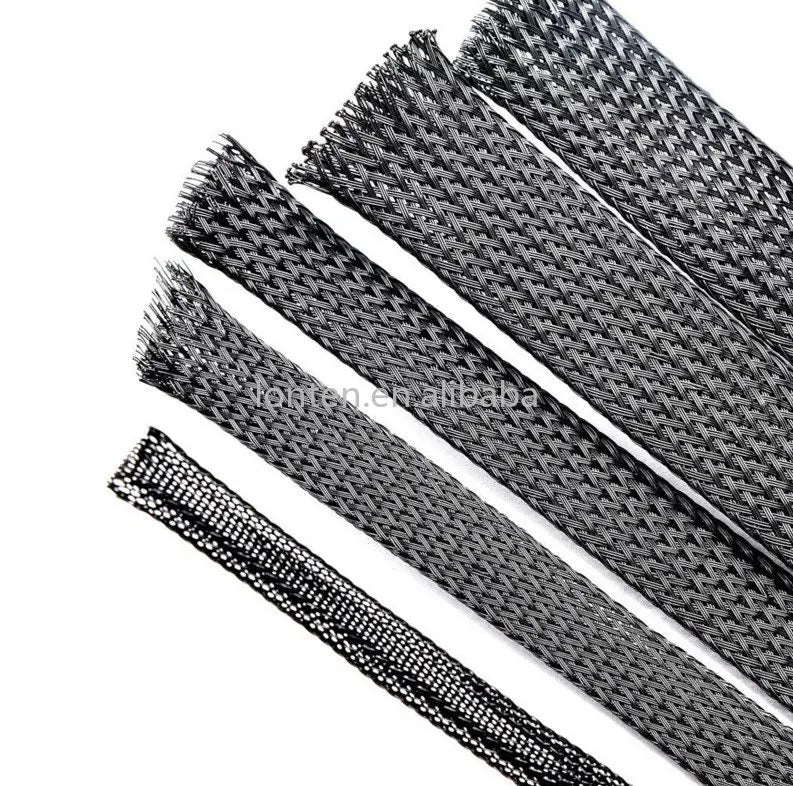Custom Custom 10melet Black Snakeskin mesh Wire Protecting cable Sleeves 4/6/8/10/12mm PET Nylon Cable Sleeve wire mesh shock for cable Manufacturer