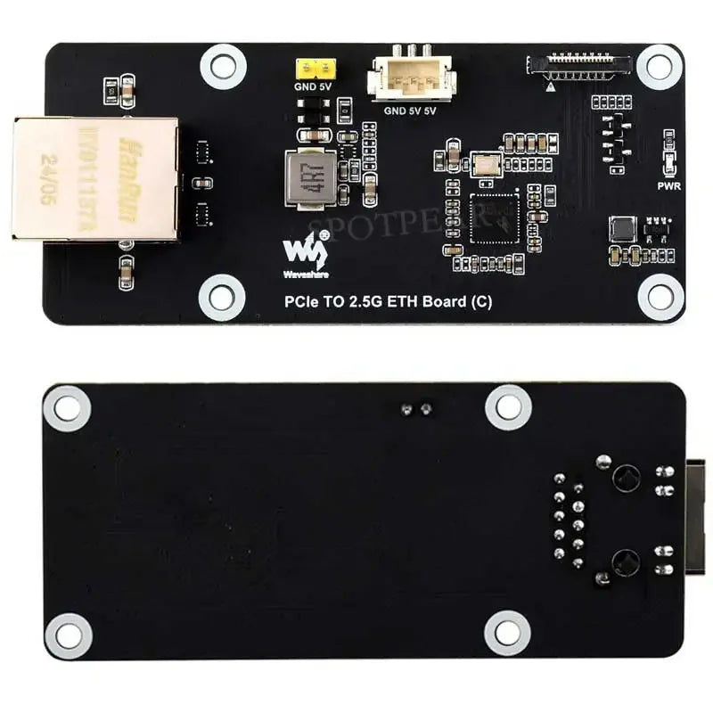 Custom Spotpear Raspberry Pi 5 PCIe to 2.5G Ethernet Adapter Board Plug and Play Extension Board for Education and Learning