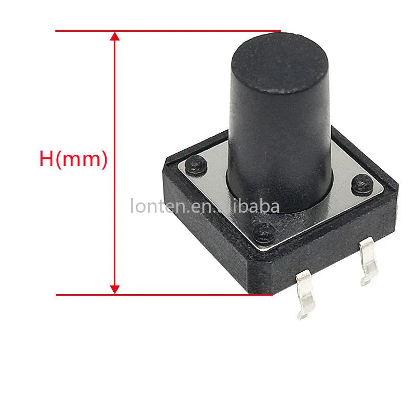Custom 50pcs 12X12 Tact Switch DIP 4 Pin Key switch Micro switch 4P 12*12*4.3MM/5MM/6MM/7MM/8MM/9MM/10MM/12MM Manufacturer