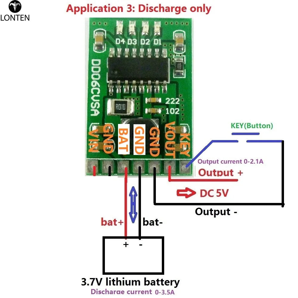 Custom 5x 06CVSA 4 in 1 2.1A 4.2V Charge Discharger DC-DC Boost Converter 3.7V to 5V Mobile Power Diy Power Supply Module Manufacturer