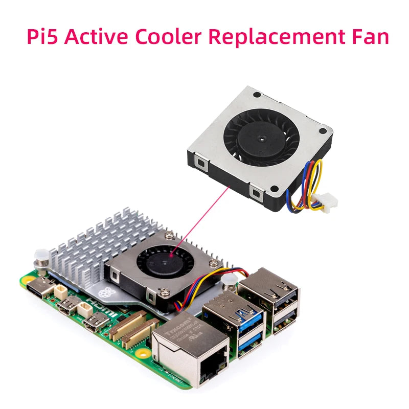 Raspberry Pi 5 PWM Fan 30*30 Speed Adjustable Replacement for Pi5 Active Cooler 4Pin JST Interface 5V Radiator