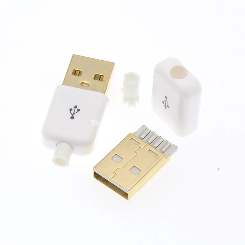 Custom 10pcs/lot USB 4pin Male Connector Plug White/black Welding Data Line Interface DIY Data Cable Manufacturer
