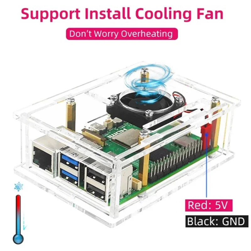 For Raspberry Pi 5 Acrylic Case Transparent Case For Pi 5 B