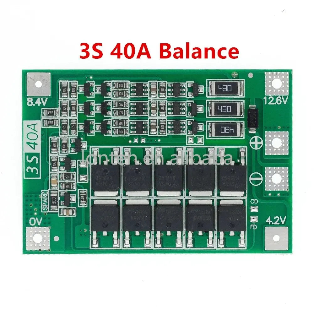 Custom 10PCS 3S 40A Li-ion Lithium Battery Charger Protection Board PCB BMS For 40A Current Drill Motor 11.1V 12.6V Lipo Cell Module Manufacturer