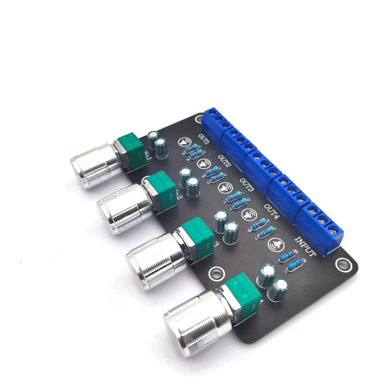 Custom 1 Input 4 Output AUX Hub Audio Distributor Signal Selector Switch Audio Source Switcher udio amplifier board pcb assembly Manufacturer