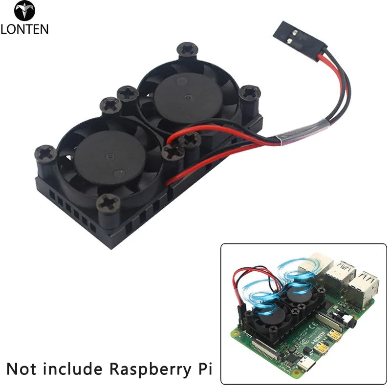 Custom Lonten Raspberry Pi Model B Dual Fan with Heat Sink Ultimate Double Cooling Fans Cooler Optional Raspberry Pi fan Manufacturer