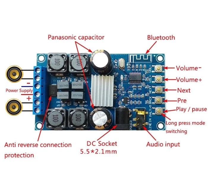 50W*2 Digital Home Audio Amplifier DIY Module with Case DC4.7-27V Dual Channel Stereo Amplifier Board pcb assembly