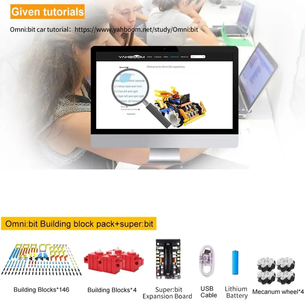 Custom Programmable Intelligent Robot Building Block Kit Mecanum Wheel Smart Robot Car for Micro: bit (With/Without Micro:bit Board) Manufacturer