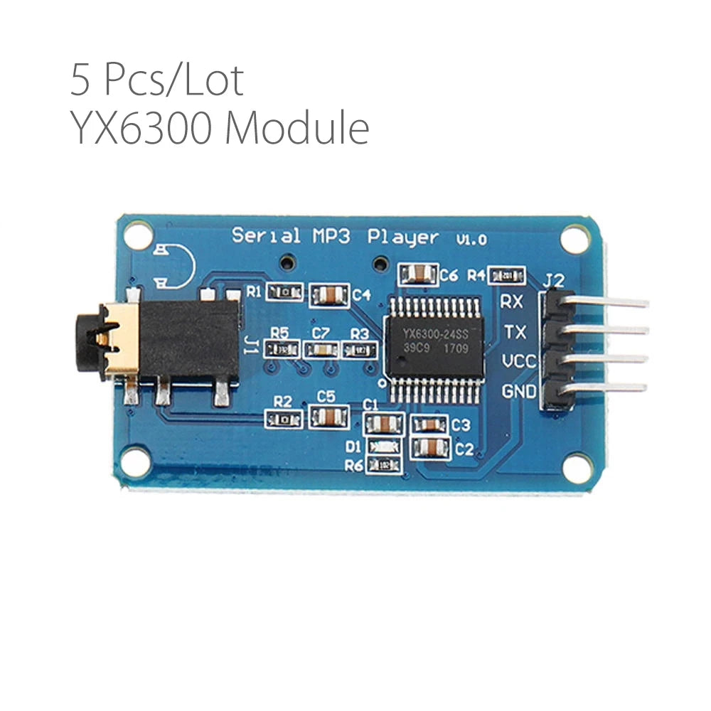 Custom 5Pcs/lot YX6300 UART TTL Serial Control MP3 Music Player Module Support /AVR/ARM/PIC 3.2-5.2V Manufacturer