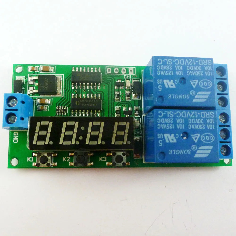 Custom OEM KC22B02_12V DC 12V 2 Ch Multifunction Delay Timer Module Delay Relay Controller Motor Reverse Cycle Loop Timers Interlock Bo Manufacturer