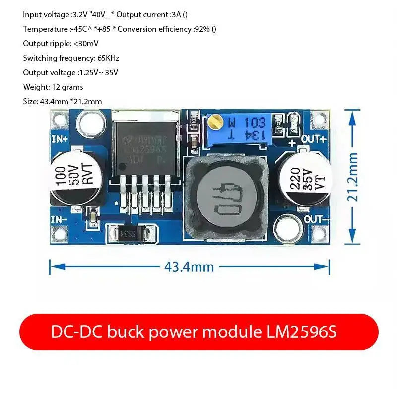 Custom LM2596 DC-DC Step-down Power Supply Module 3A Adjustable Step-down Module LM2596S Voltage Regulator 24V 12V 5V 3V