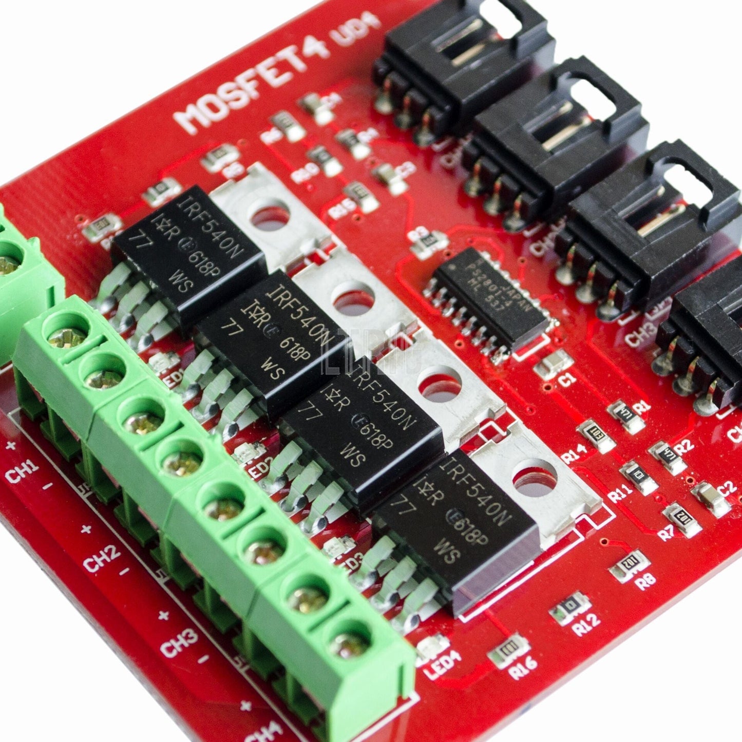 custom 1Pcs Four Channel 4 Route MOSFET Button IRF540 V4.0+ MOSFET Switch Module For Arduino