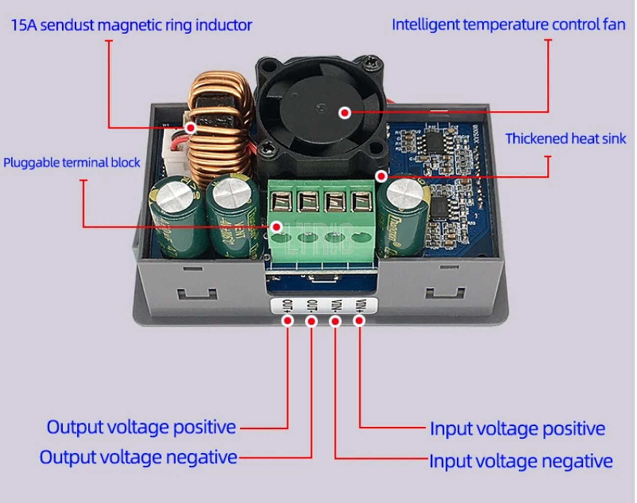 custom 1Pcs XY5008L Buck Module Digital Control DC Power Supply 50V 8A 400W Constant Voltage Constant Current - With Shell