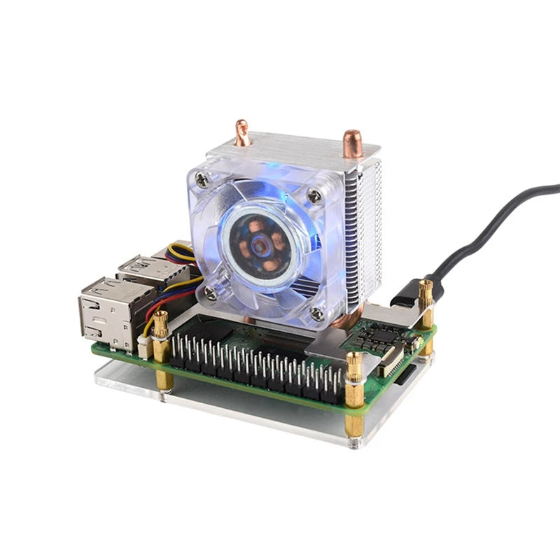 Low-Profile ICE Tower CPU Cooling Fan For Raspberry Pi 5,U-Shaped Copper Tube With Colorful RGB,ICE Tower Fan
