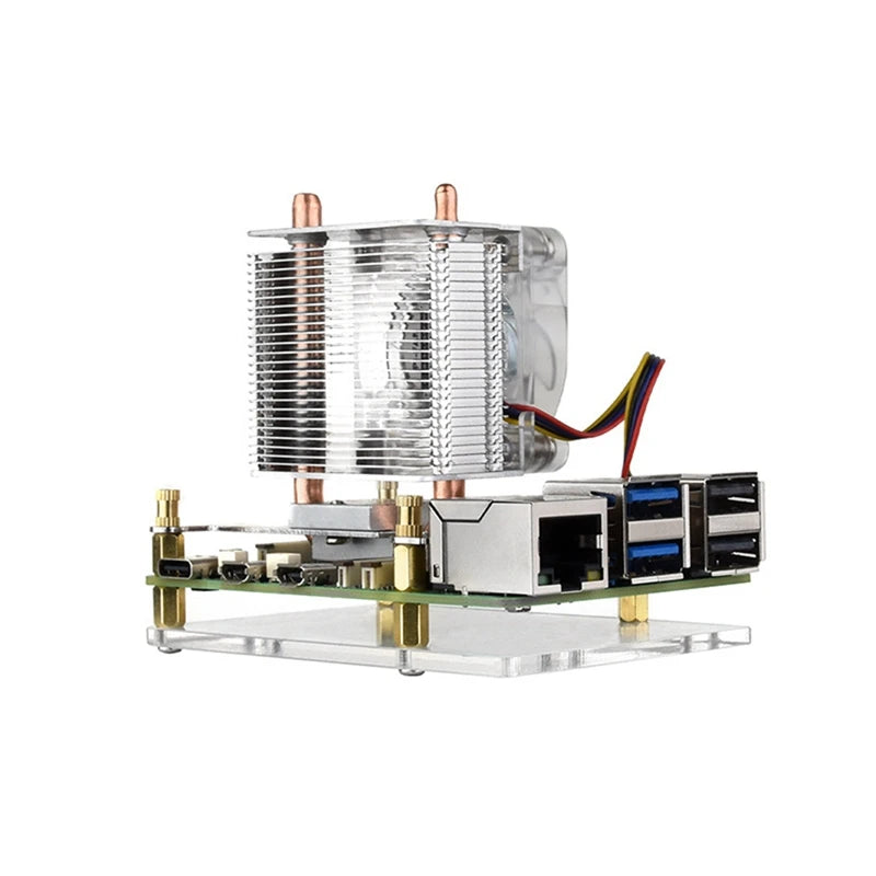 Low-Profile ICE Tower CPU Cooling Fan For Raspberry Pi 5,U-Shaped Copper Tube With Colorful RGB,ICE Tower Fan