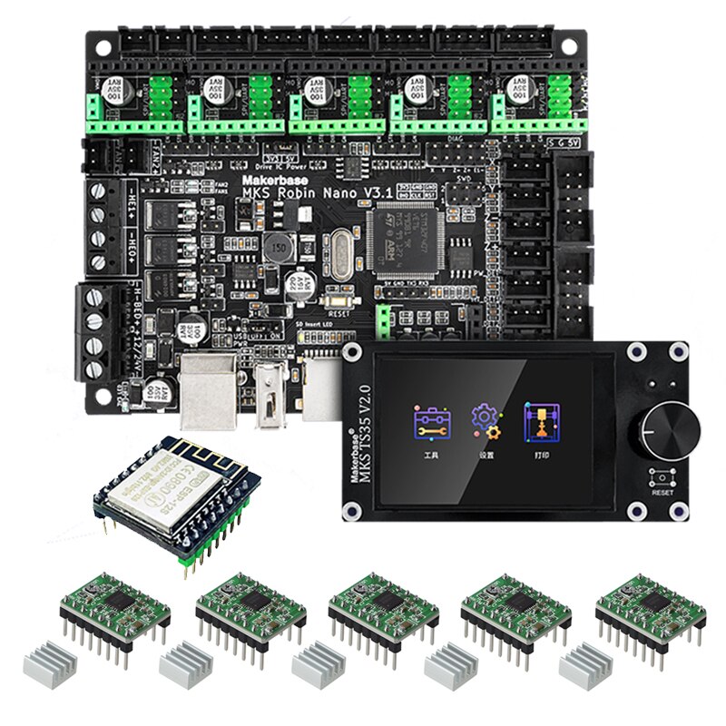 Custom MKS Robin Nano V3.1 3D Printer Control Board Motherboard TS35 TFT Touch Screen Compatible with A4988 TMC2209