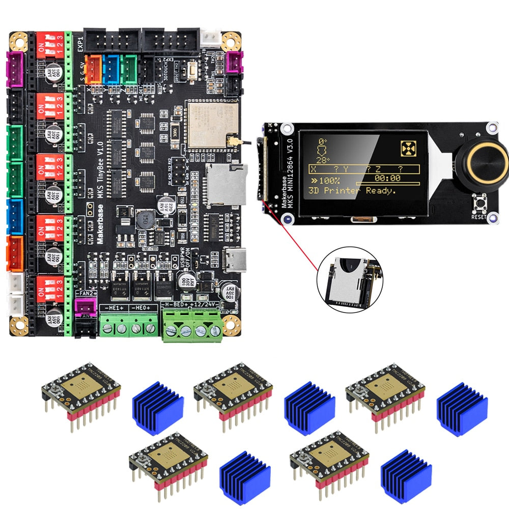 MKS TinyBee Motherboard 3D Printer Control Board ESP32 Wifi WEB Control Mini12864 Compatible A4988 TMC2209 Driver customize