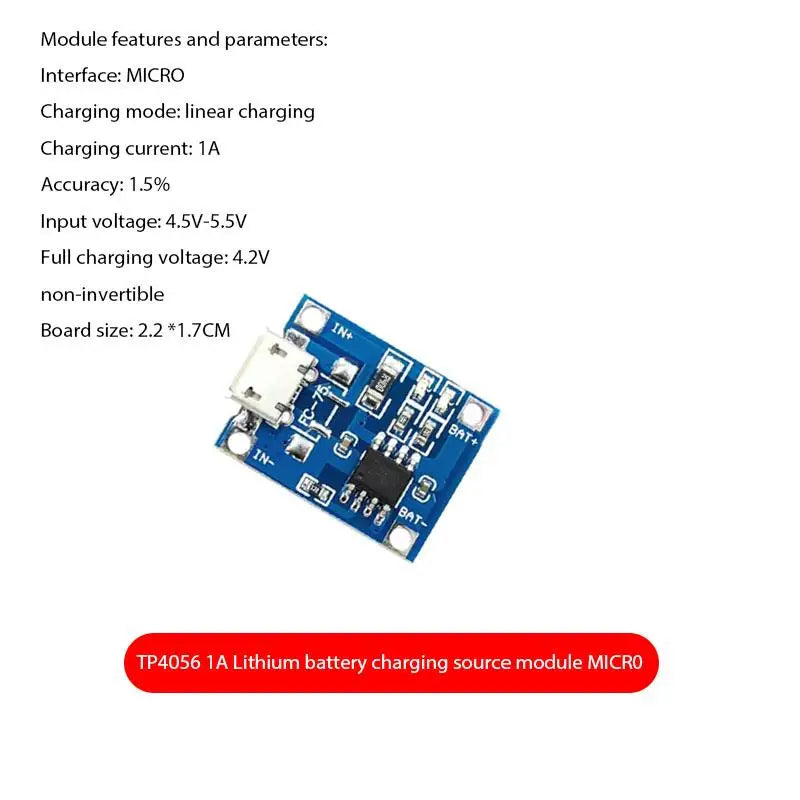 Custom Micro USB 5V 1A 18650 TP4056 Lithium Battery Charger Module Charging Board With Protection Dual Functions 1A Li-ion
