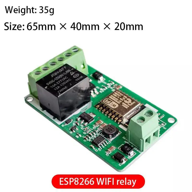 Custom New Arrival Green ESP8266 10A 220V Network Relay WIFI Module Input DC 7V~30V Modules
