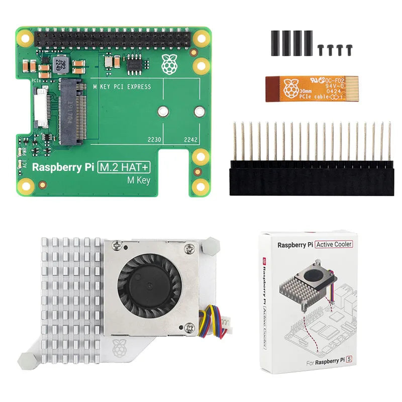 Custom Official Pi 5 M.2 HAT+ Gen2 Gen3 NVME M.2 SSD 2230/2242 Size M Key PCI Express GPIO Expansion Board for RPI5 Pi5