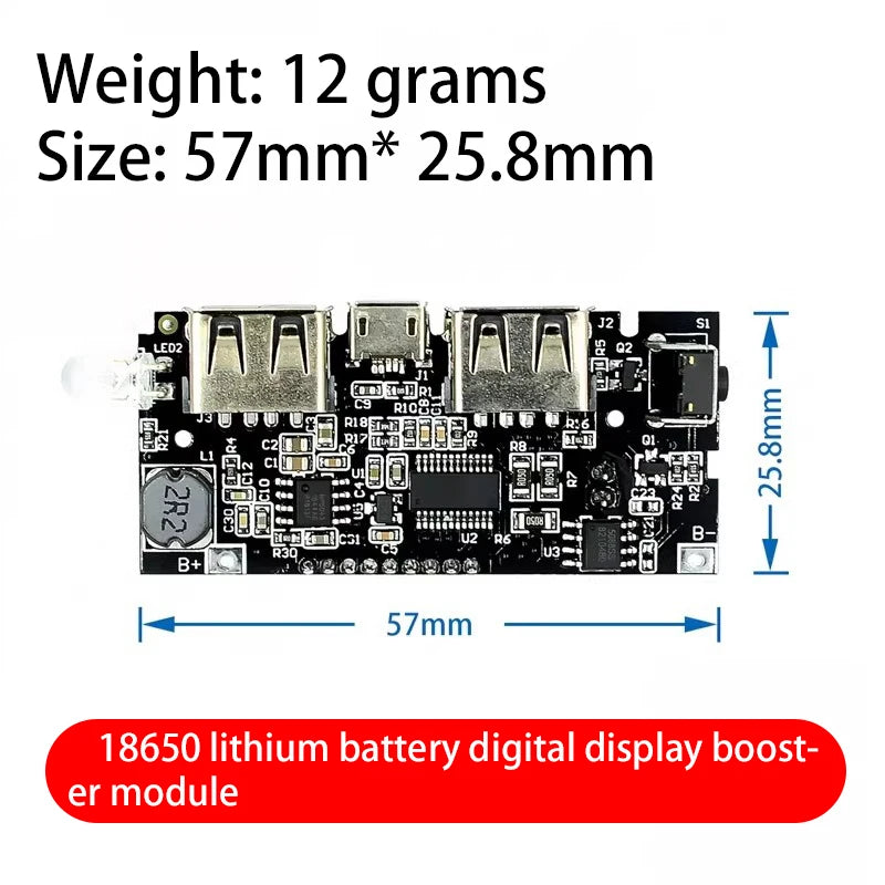 Custom Power bank module mobile power boost DIY 18650 lithium battery digital display dual USB output charging board motherboard