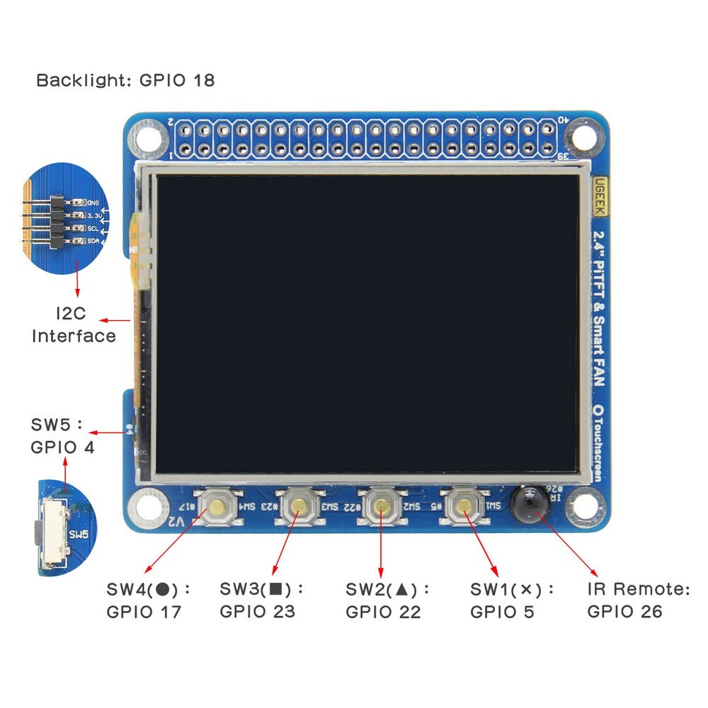Raspberry Pi 4 Model B 2.4 inch High PPI LCD TFT Screen Display with Aluminum CNC Case and Cooling Fan for Raspberry Pi 4 customize