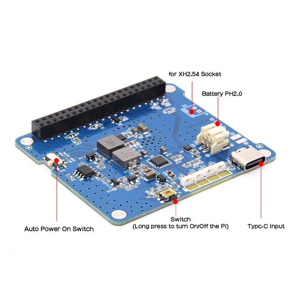 Raspberry Pi 4 UPS HAT 3 with Type-C, Lithium Battery Expansion Board Module (Without Battery) for Raspberry Pi 4 Model B/3B+/3B customize