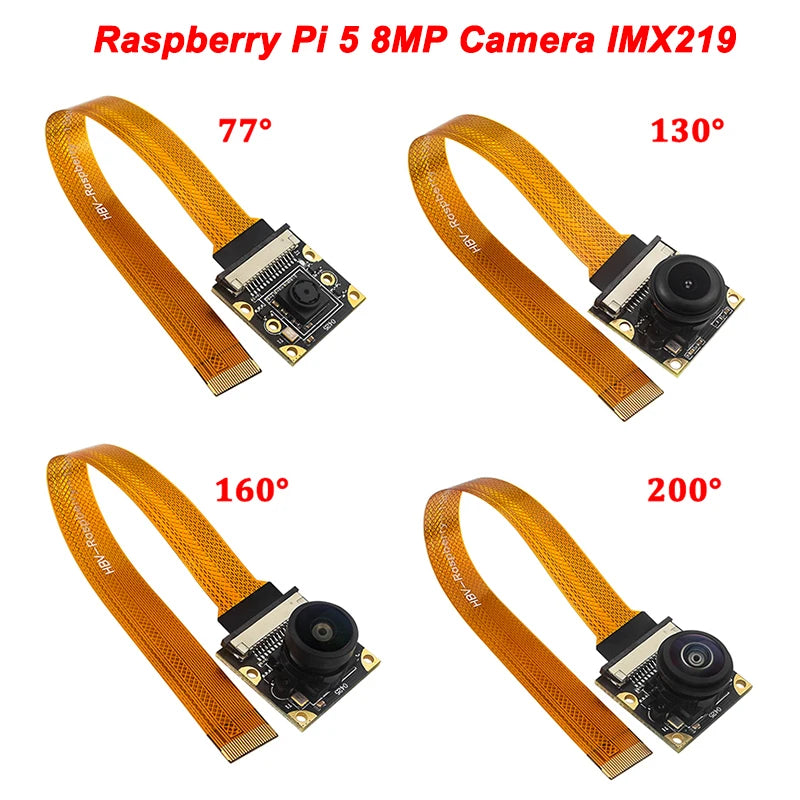 Custom Pi 5 8MP Camera IMX219 Sensor Chip CSI Interface 77° 130° 160° 200° Camera Webcam for Pi 5