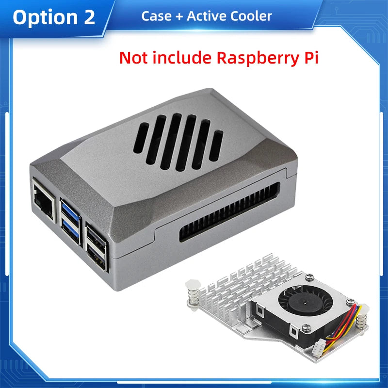Custom Pi 5 ABS Case Silver Shadow Box with PWM Cooling Fan Shell Fit for Active Cooler Power Button for Pi 5