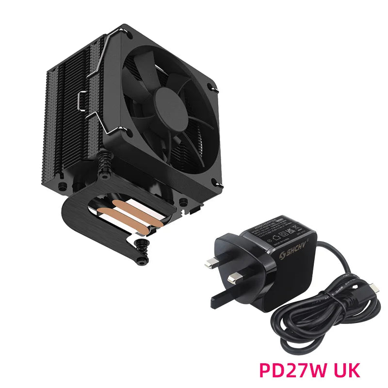 Custom Pi 5 THRML 60mm Radiator Cooler with Copper Heat Pipe Passive Active Cooling Ice Tower PWM Fan for RPI 5 Pi5