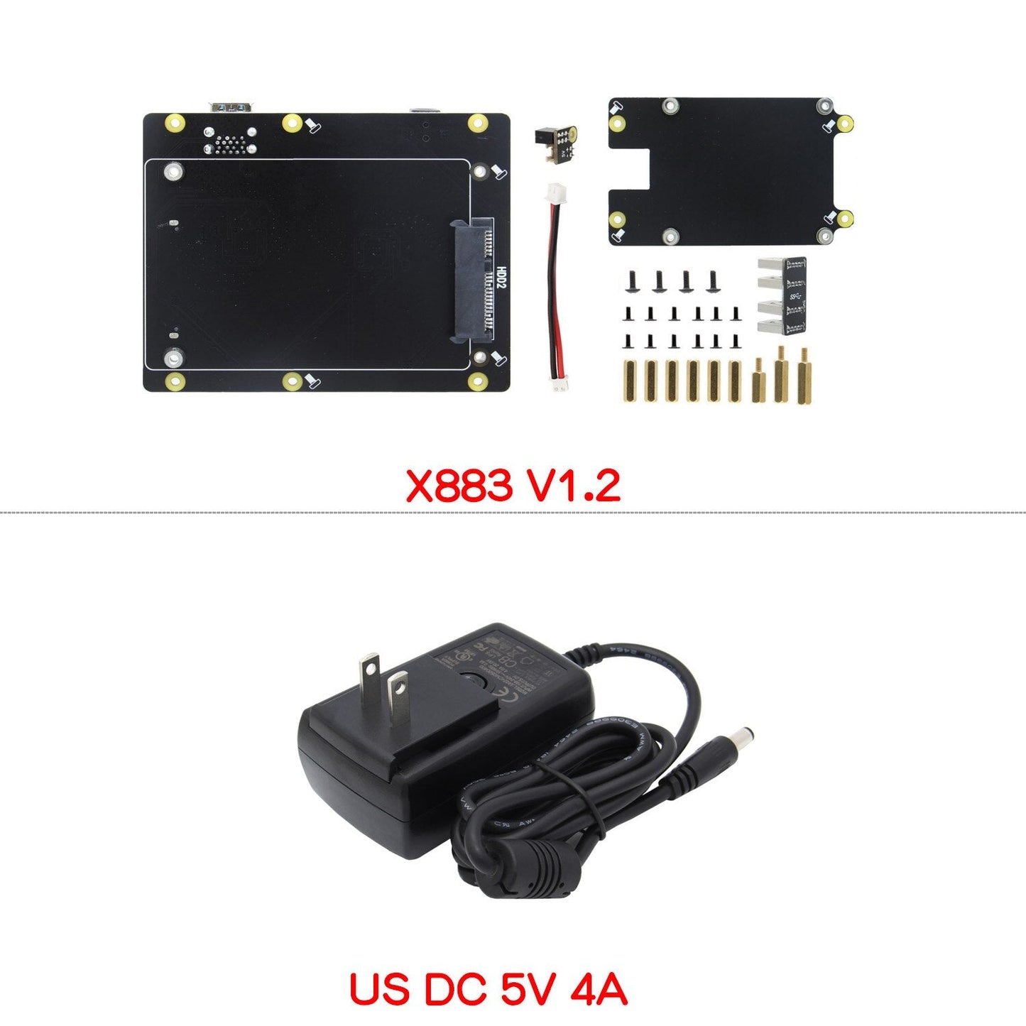 Raspberry Pi Dual 2.5inch SATA HDD/SSD Storage Expansion Board,X883 Shield with USB 3-D Connector for Raspberry Pi 4 Model B customize