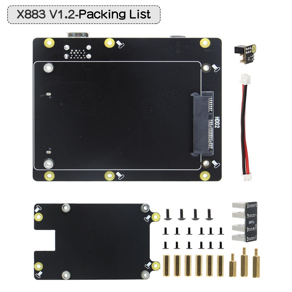 Raspberry Pi Dual 2.5inch SATA HDD/SSD Storage Expansion Board,X883 Shield with USB 3-D Connector for Raspberry Pi 4 Model B customize