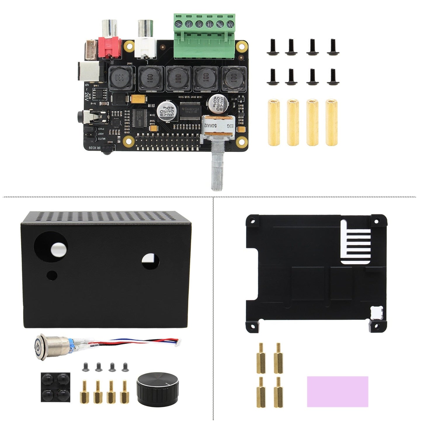 Raspberry Pi X400 Metal Case for X400 V3.0 DAC AMP Audio Expansion Board and Raspberry Pi 4 Model B Only customize