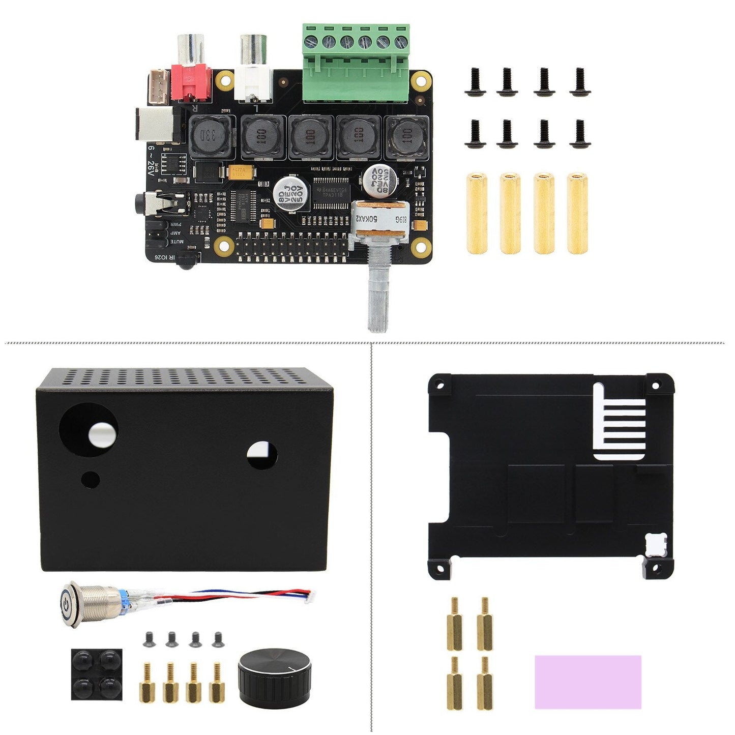 Raspberry Pi X400 Metal Case for X400 V3.0 DAC AMP Audio Expansion Board and Raspberry Pi 4 Model B Only customize