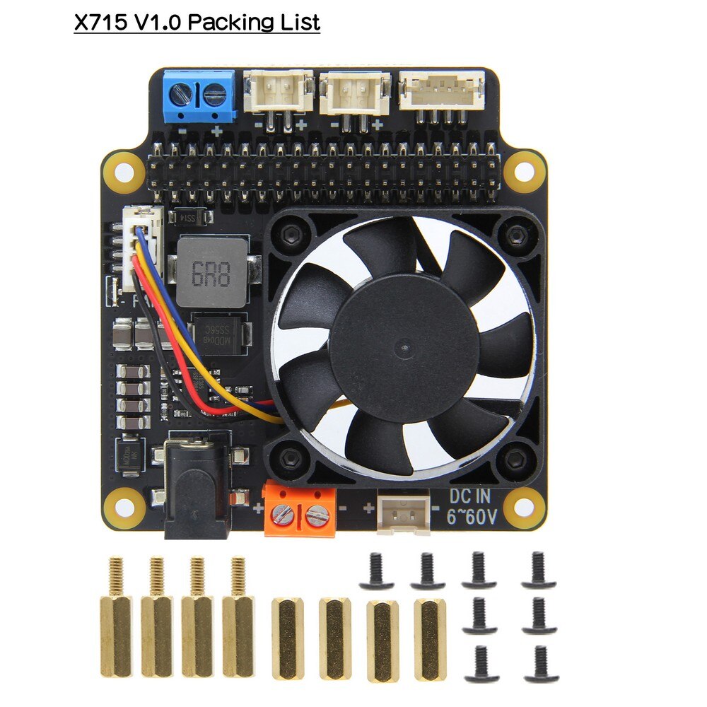 Raspberry Pi X715 Power Management Expansion Board with Wide Voltage Input(6V~60V) & PWM Fan for Raspberry Pi 4 B / 3B+ / 3B customize