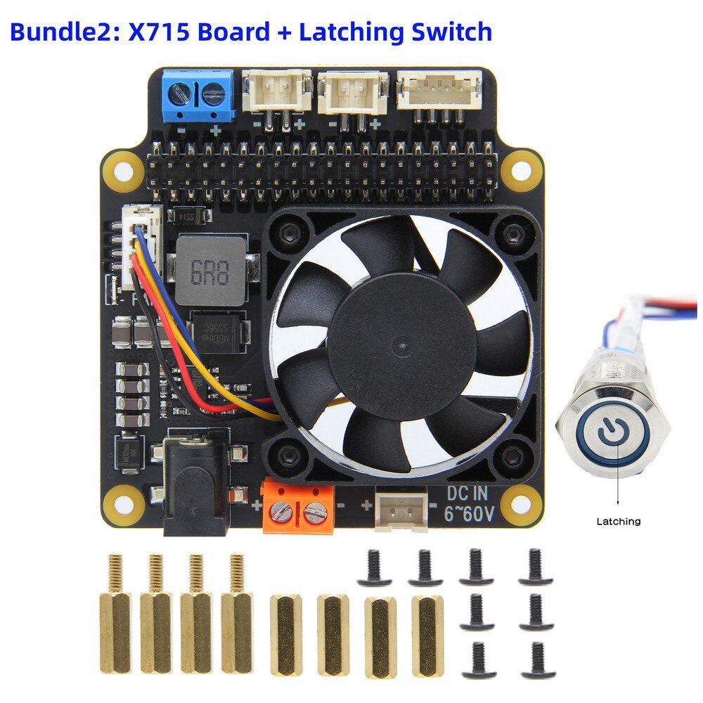 Raspberry Pi X715 Power Management Expansion Board with Wide Voltage Input(6V~60V) & PWM Fan for Raspberry Pi 4 B / 3B+ / 3B customize