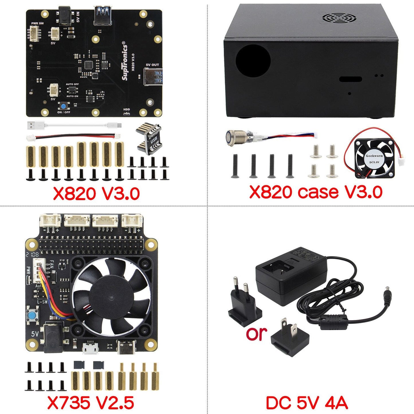 Raspberry Pi X820 V3.0 Expansion Board & Metal Case Supports 2.5-inch SATA HDD/SSD For Raspberry Pi 3 Model B+, 3B, 2B, B+ customize